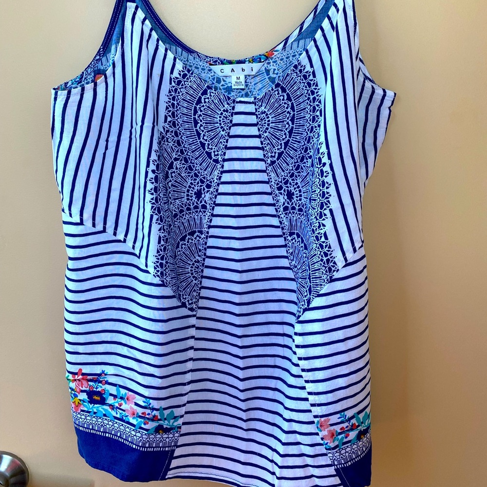 Cabi Striped/Floral Tank Top